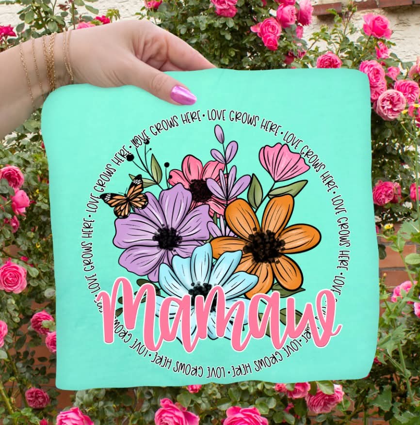 Mamaw florals in circle (S&G) DTF Transfer