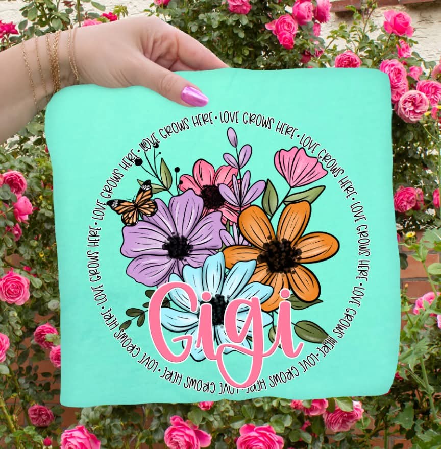 Gigi florals in circle (S&G) DTF Transfer