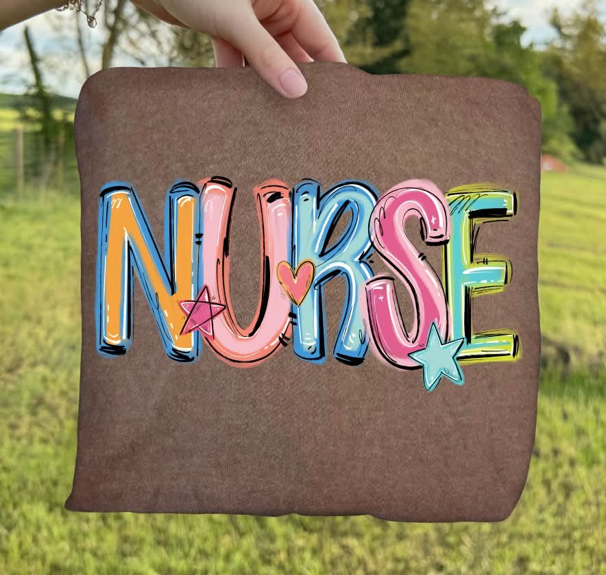 Nurse colorful with stars (S&G) DTF Transfer