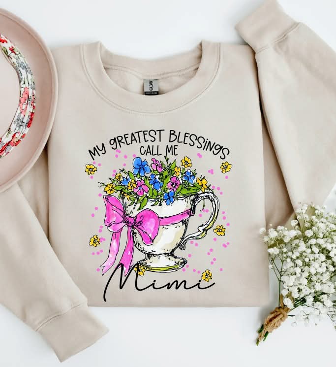 My greatest blessings call me Mimi (cup with flowers) (S&G) DTF Transfer
