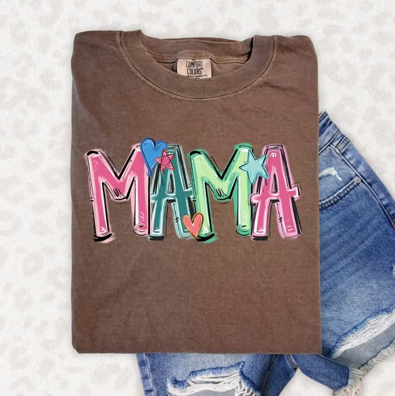 Mama colorful with hearts stars (S&G) DTF Transfer