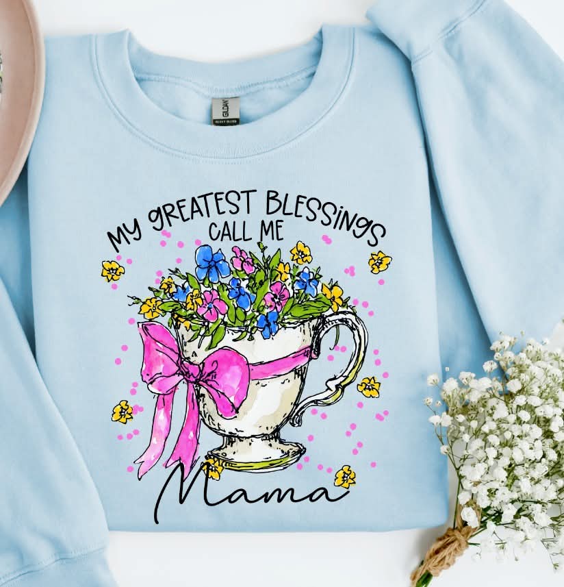 My greatest blessings call me Mama (cup with flowers) (S&G) DTF Transfer