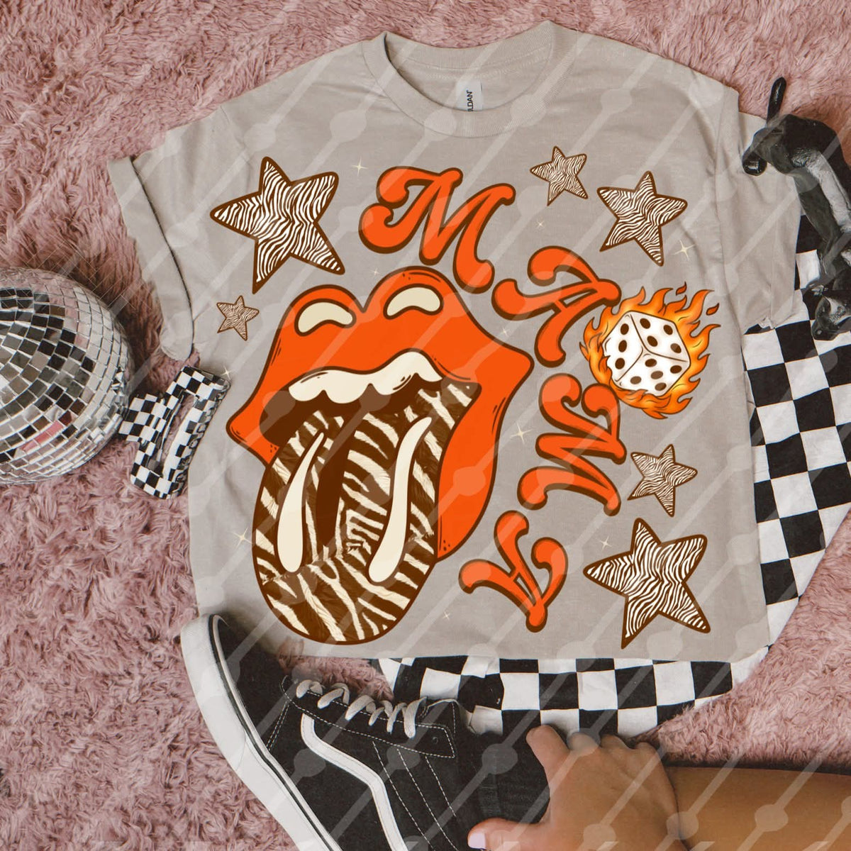 Mama flaming dice (JBD)DTF Transfer