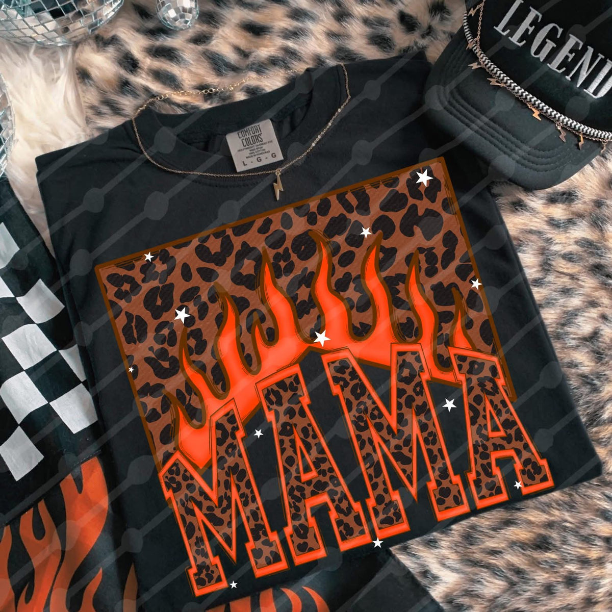 Mama leopard print with flames (JBD)DTF Transfer