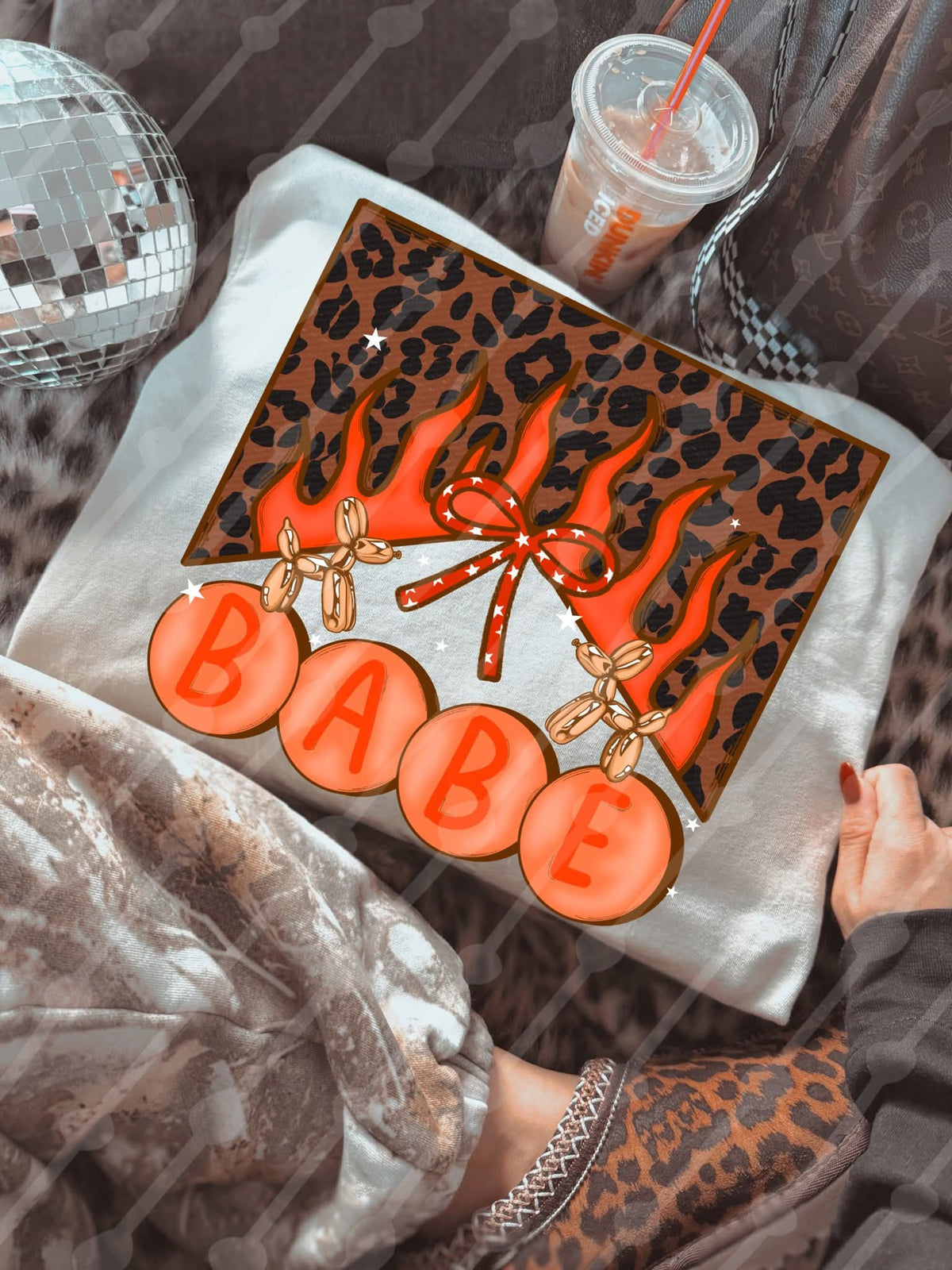 Babe leopard print with flames (JBD)DTF Transfer