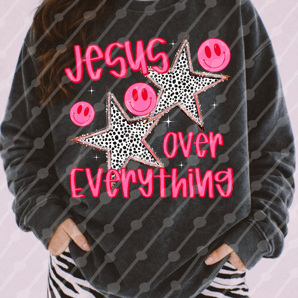 Jesus over everything NEON PINK (JBD)DTF Transfer