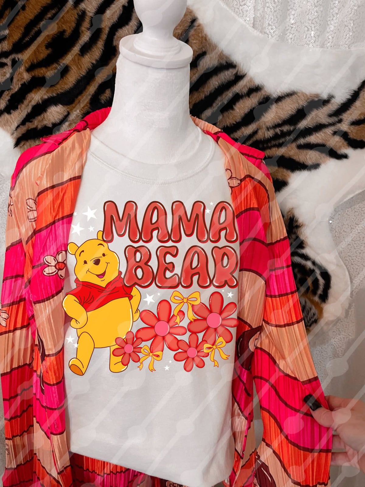 Mama bear floral with bear NEON PINK (JBD)DTF Transfer
