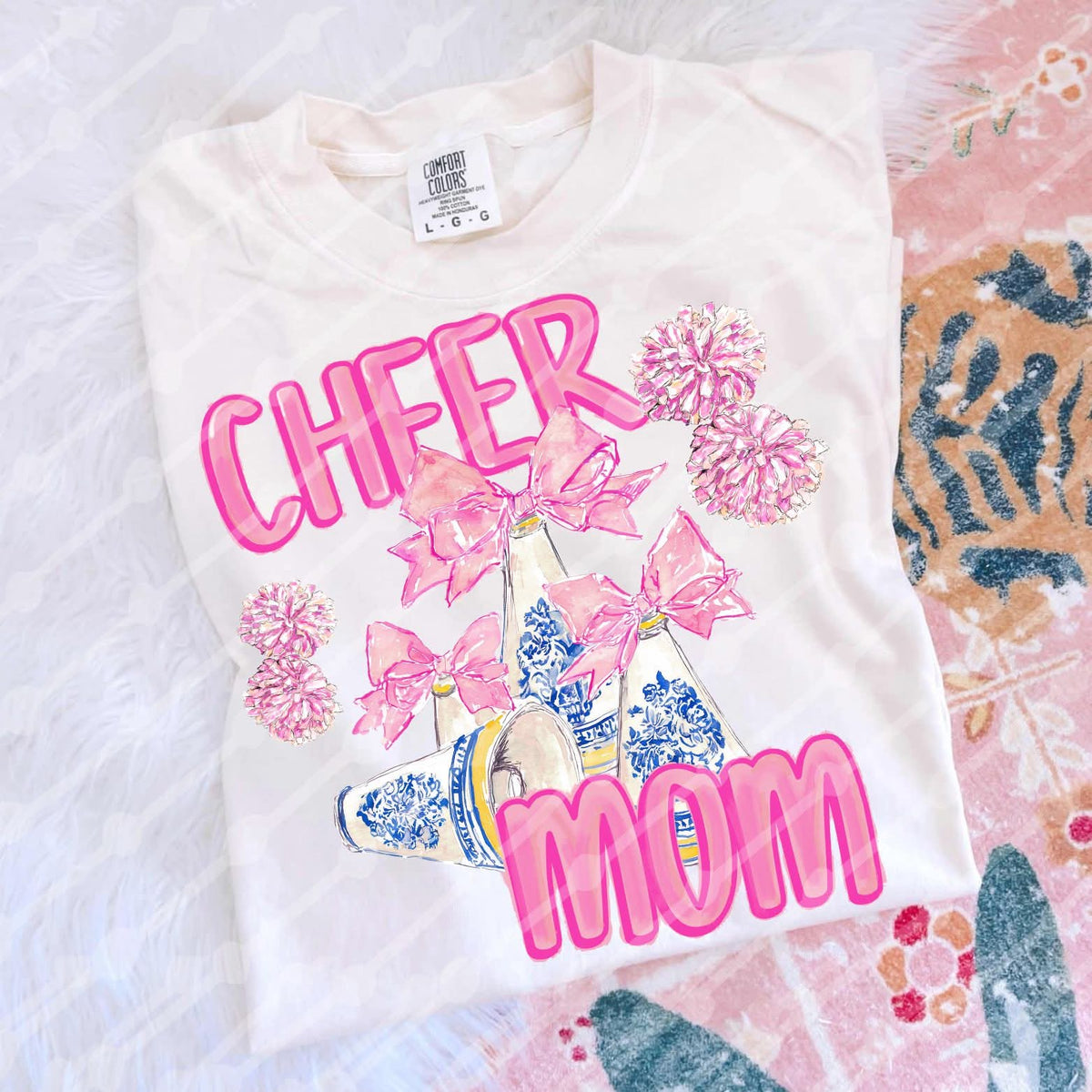 Cheer mom blue floral megaphone (JBD) DTF Transfer