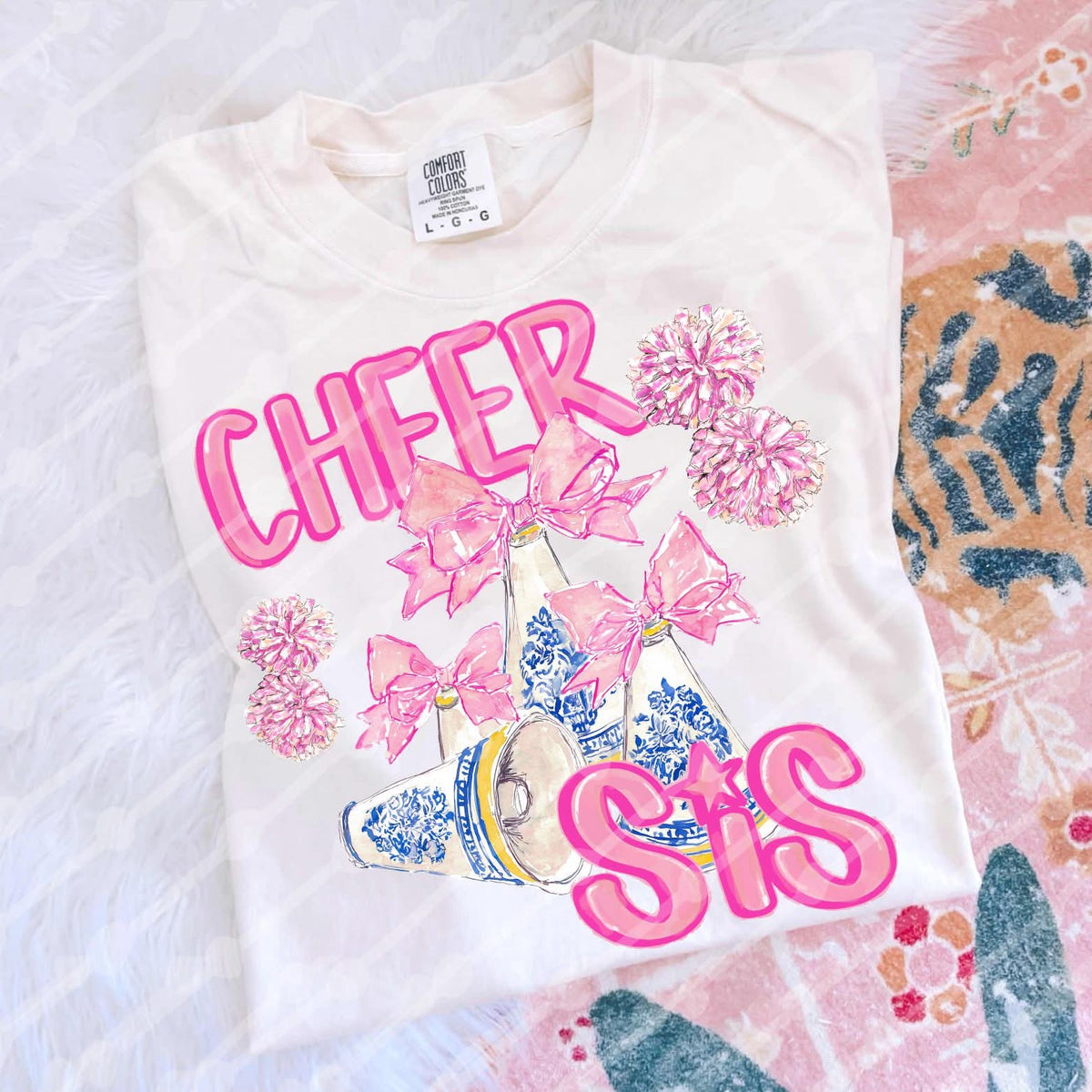 Cheer sis blue floral megaphone (JBD) DTF Transfer