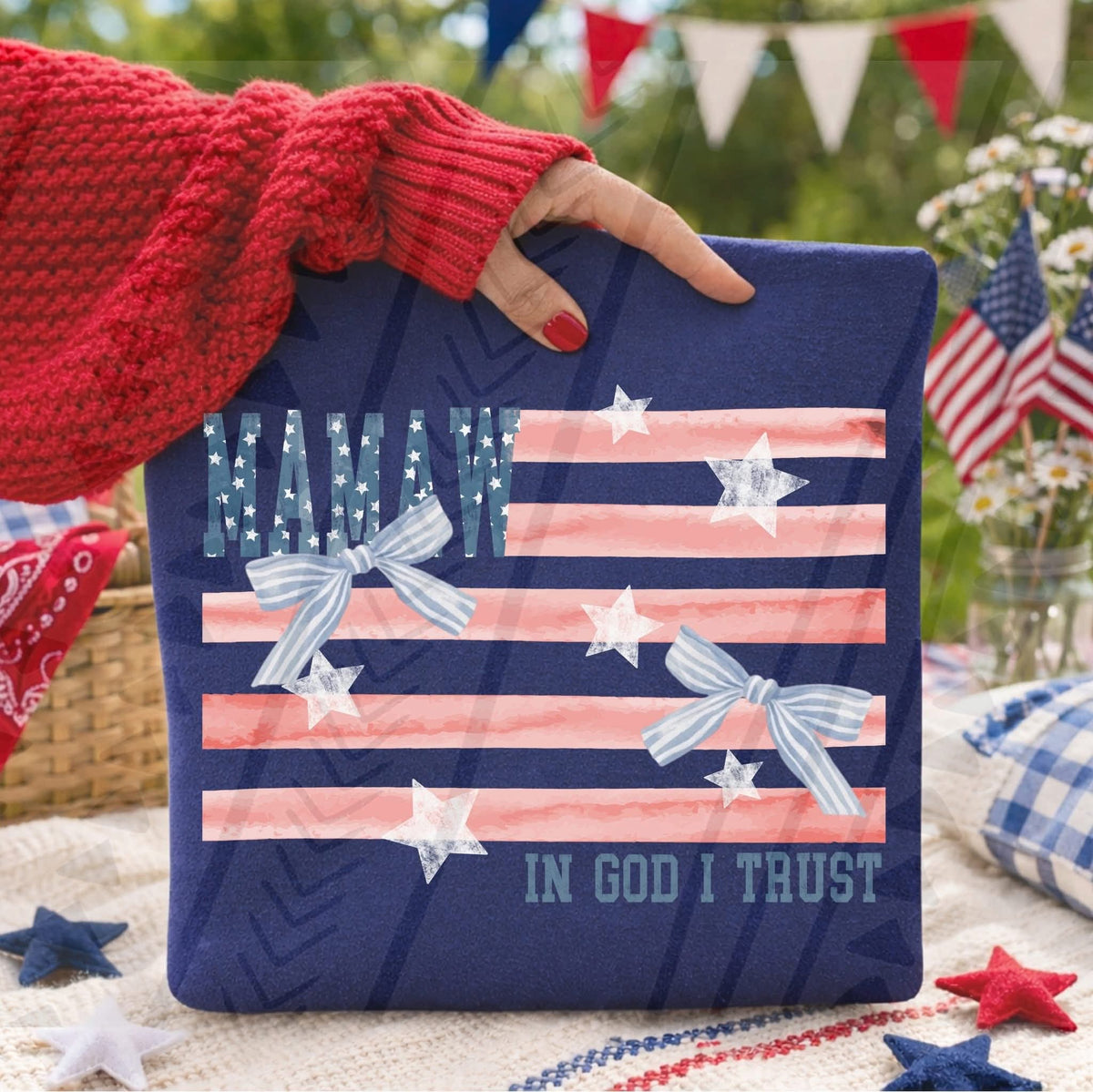Mamaw in God I trust flag (Kai) DTF Transfer
