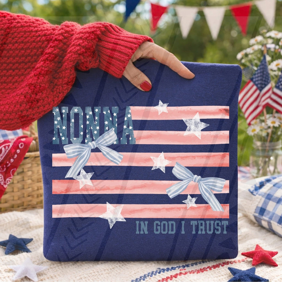 Nonna in God I trust flag (Kai) DTF Transfer