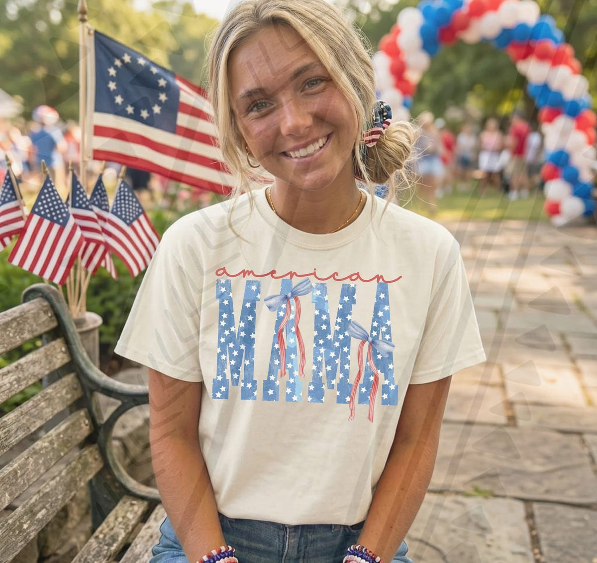 American mama bow (Kai) DTF Transfer