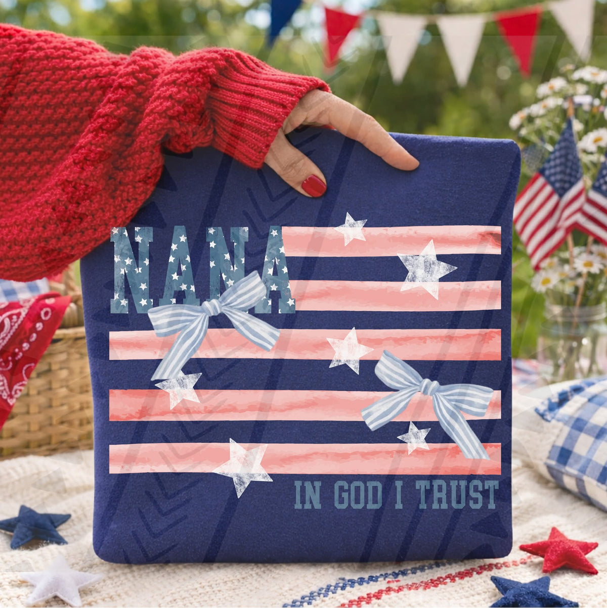 Nana in God I trust flag (Kai) DTF Transfer