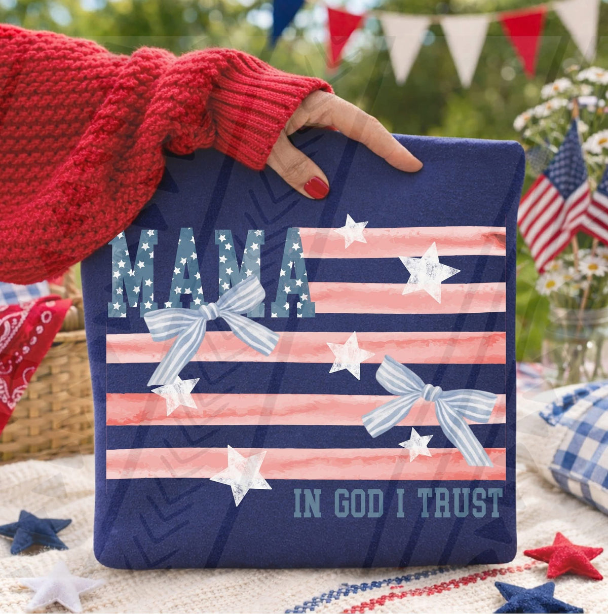 Mama in God I trust flag (Kai) DTF Transfer