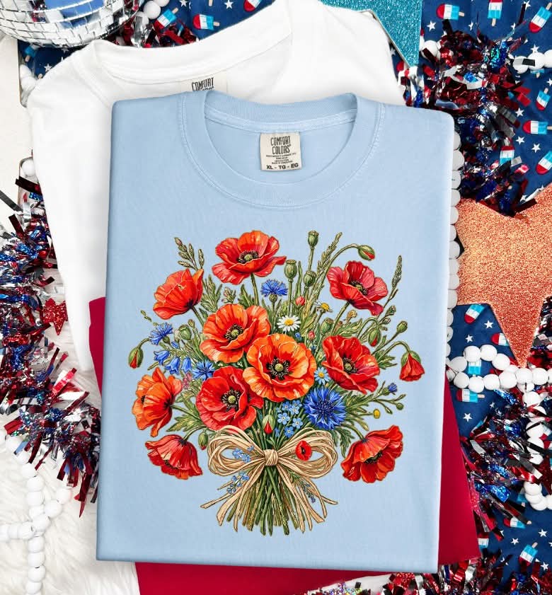 Wildflower bouquet red and blue (S&G) DTF Transfer