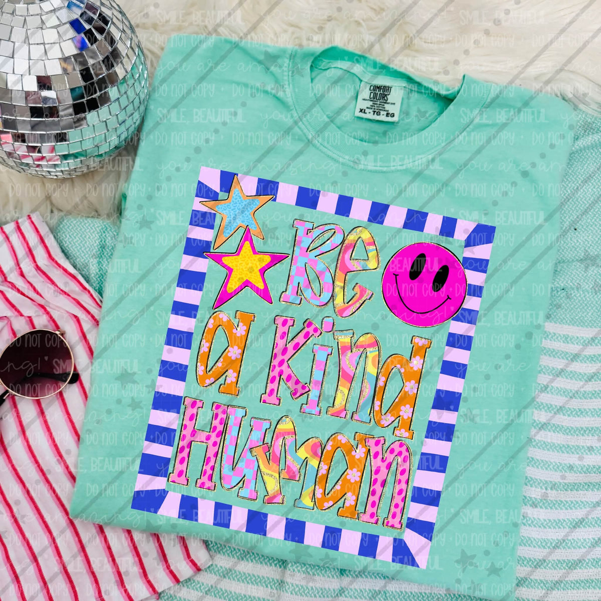 Be a kind human colorful frame (Carter) DTF