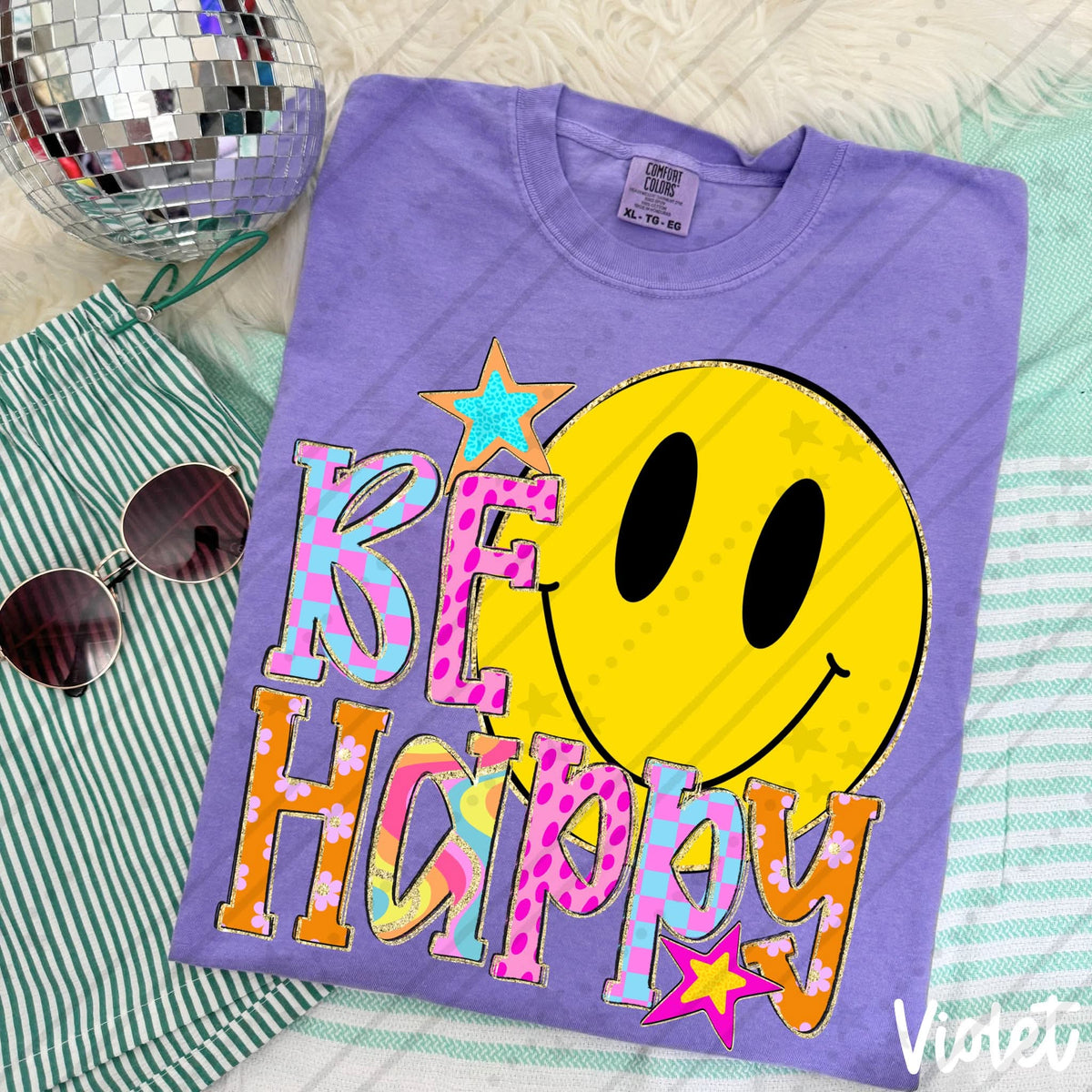 Be happy smiley face (Carter) DTF Transfer