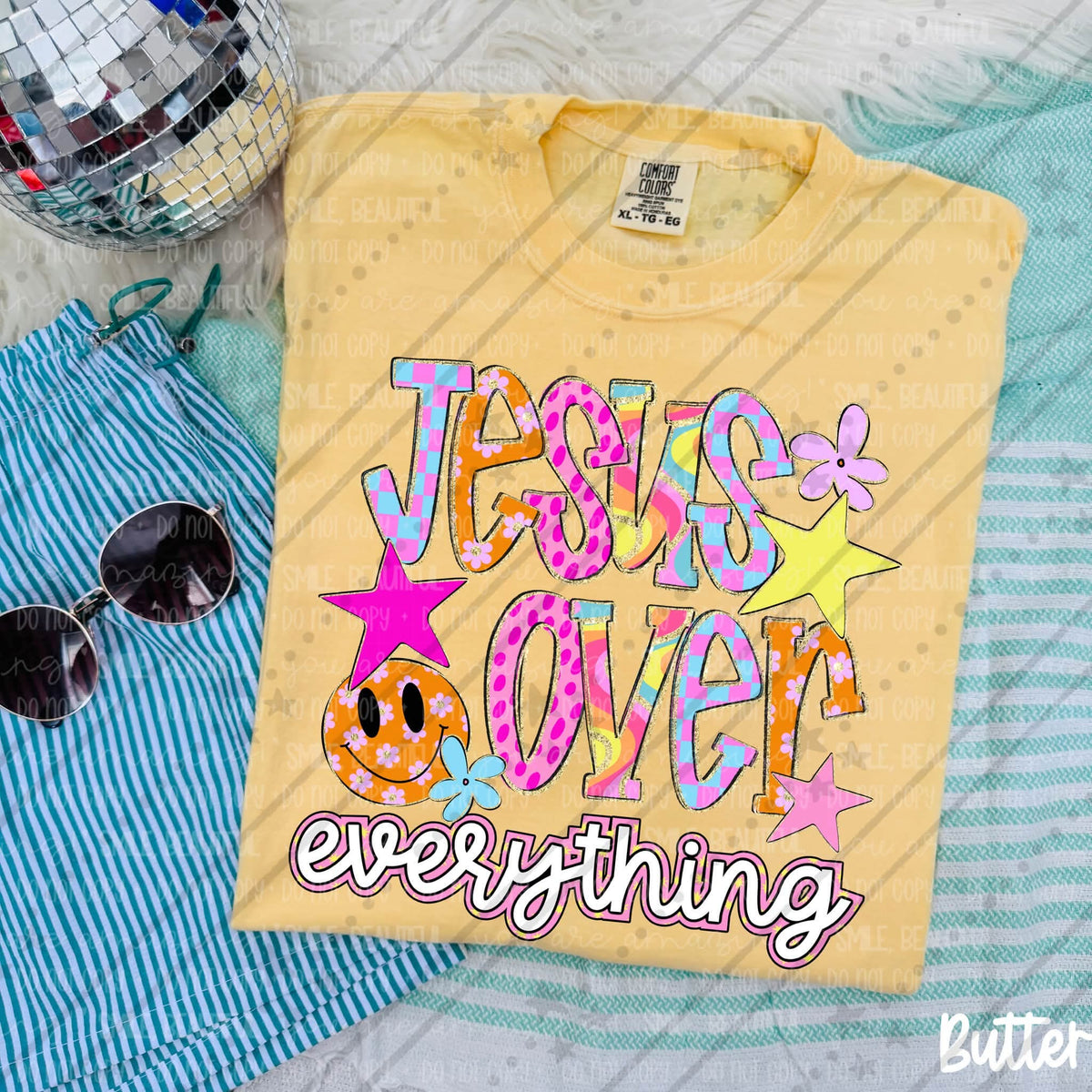 Jesus over everything rainbow (Carter) DTF Transfer