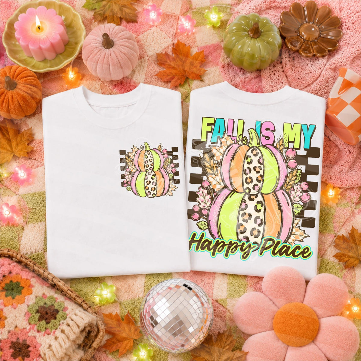 Fall is my happy place stacked pumpkins (BACK ONLY) (C's) DTF Transfer