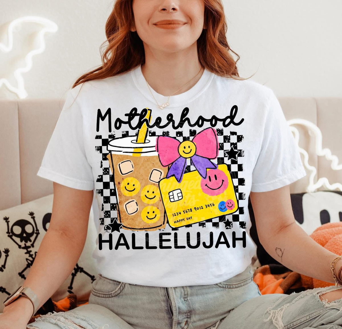 Motherhood hallelujah coffee and credit card (Unhinged) DTF transfer