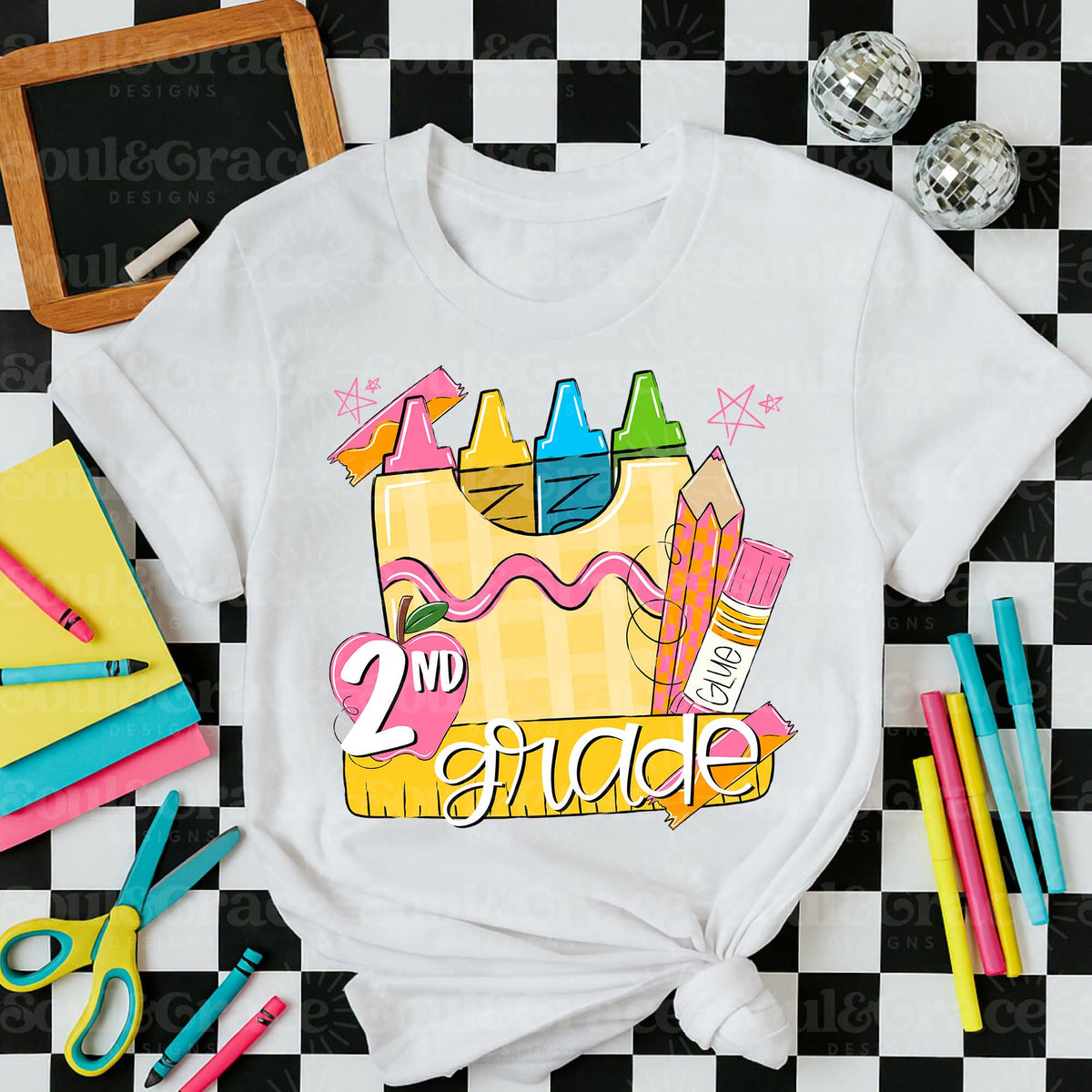 2nd grade crayons PINK (S&G) DTF Transfer