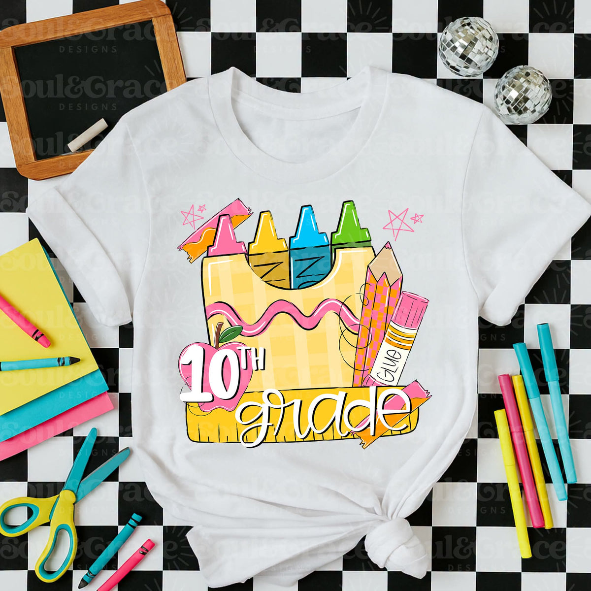10th grade crayons PINK (S&G) DTF Transfer