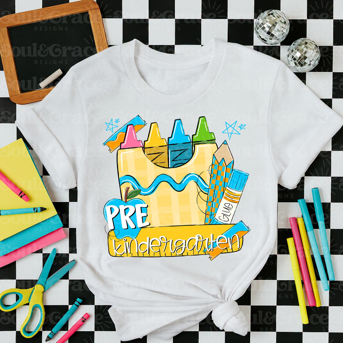 Pre Kindergarten crayons BLUE (S&G) DTF Transfer