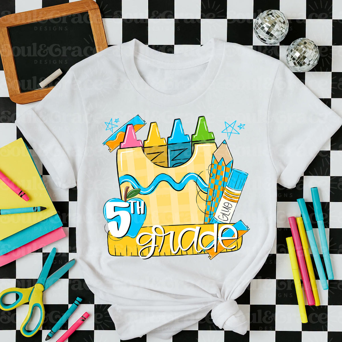 5th grade crayons BLUE (S&G) DTF Transfer