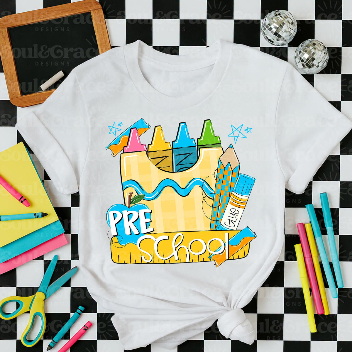 Preschool crayons BLUE (S&G) DTF Transfer
