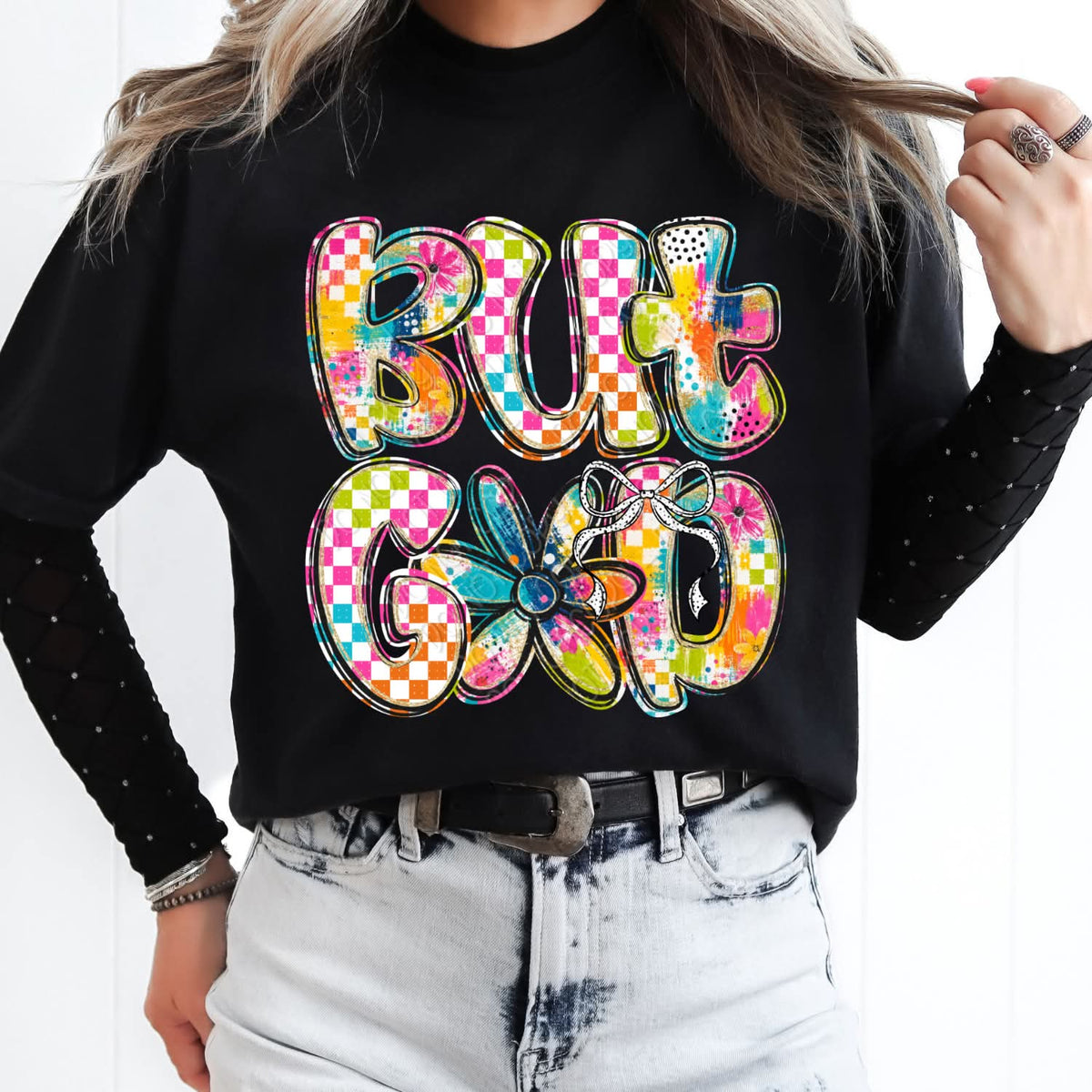 But God multicolor flower (DWS) DTF Transfer