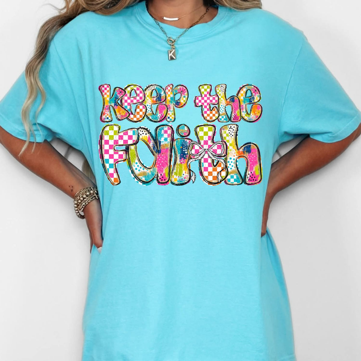 Keep the faith multicolor checkered (DWS) DTF Transfer