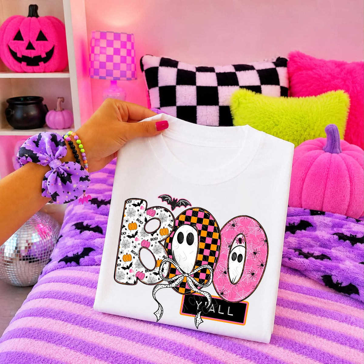 Boo y'll Halloween checkered (DWS) DTF Transfer