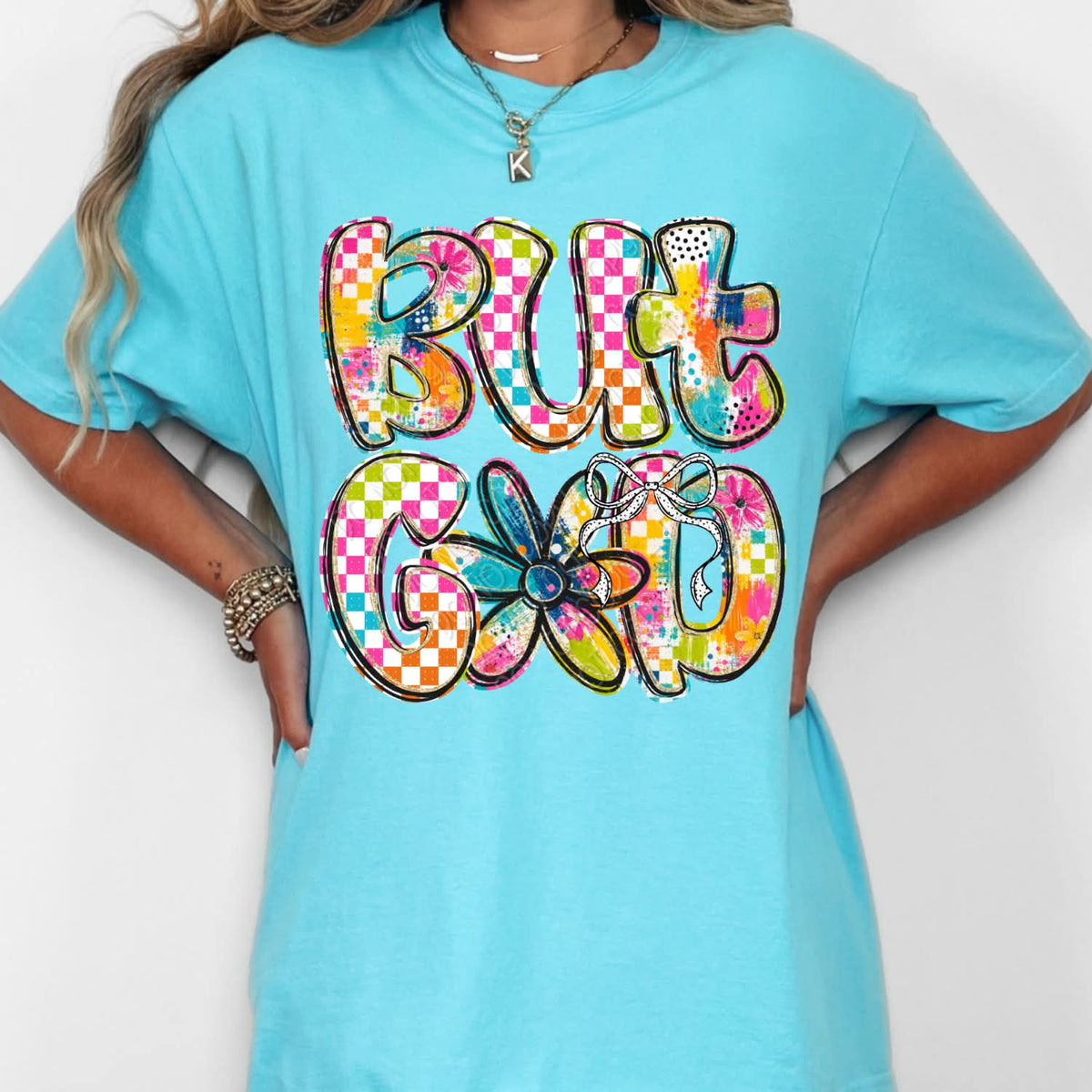 But God multicolor flower (DWS) DTF Transfer