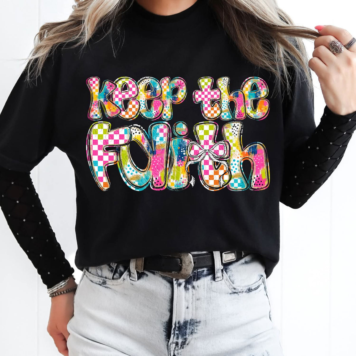 Keep the faith multicolor checkered (DWS) DTF Transfer