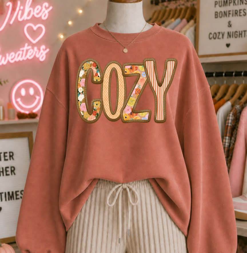 Cozy filled faux embroidery DTF Transfer