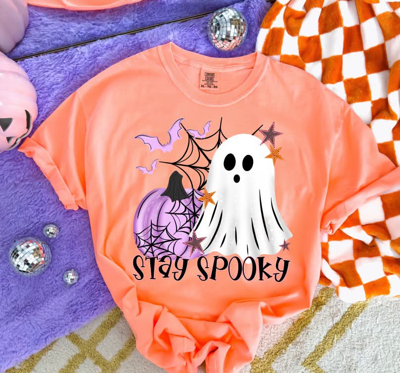 Stay spooky ghost purple pumpkin (S&G) DTF transfer