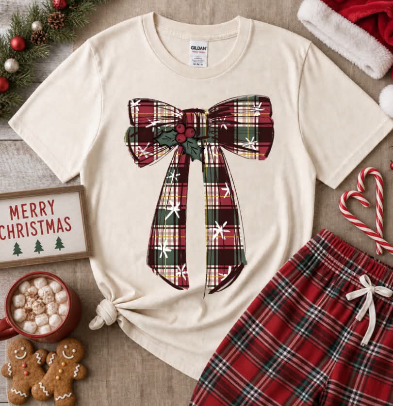 Plaid Christmas bow (S&G) DTF transfer