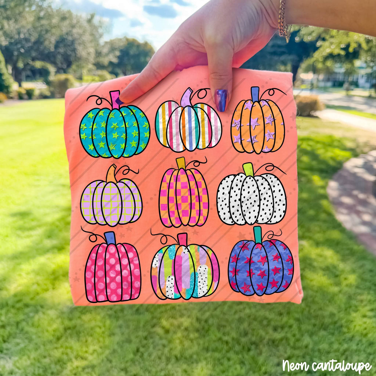 Pumpkins collage neon with bows (Carter) DTF Transfer
