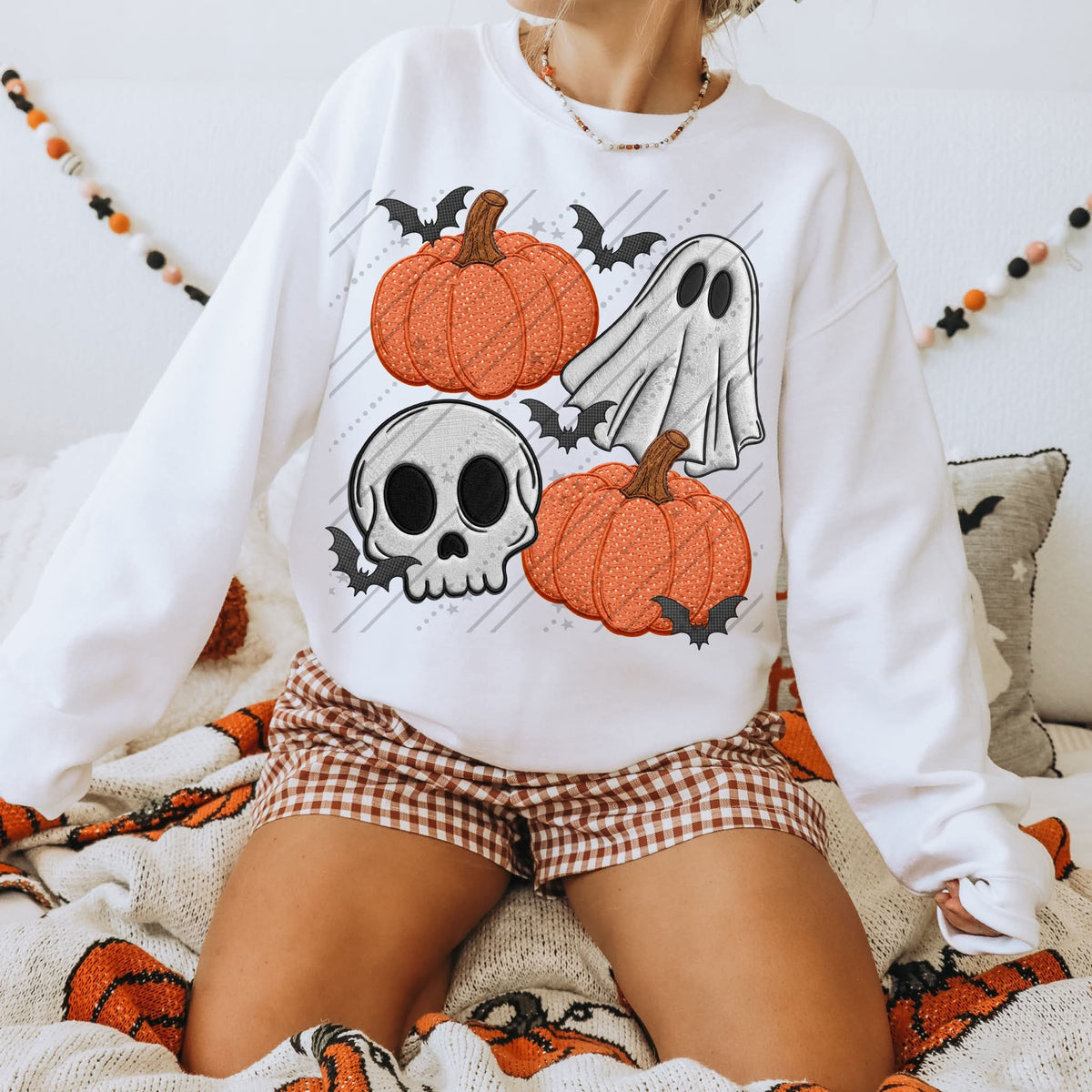 Halloween collage faux embroidery (Carter) DTF Transfer