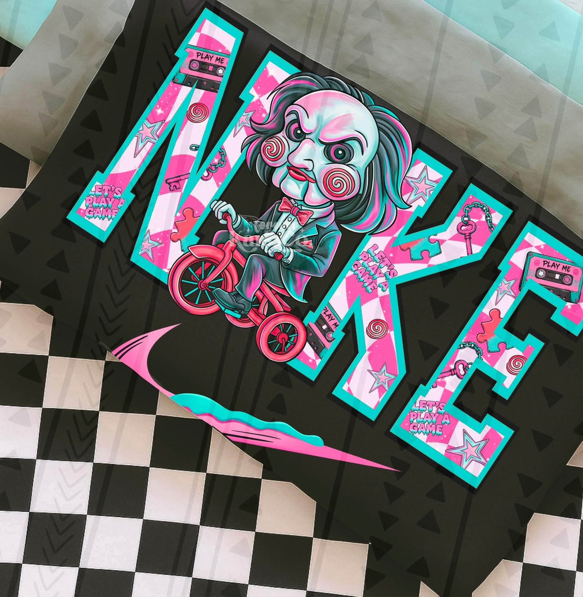 Saw pink check mark (Kai) DTF transfer