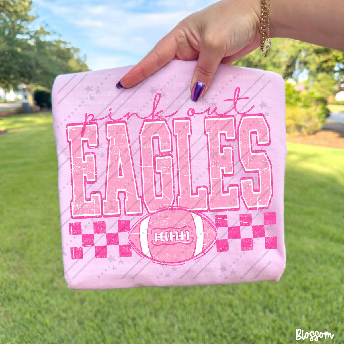 Pink out eagles pink checkered football (Carter) DTF Transfer