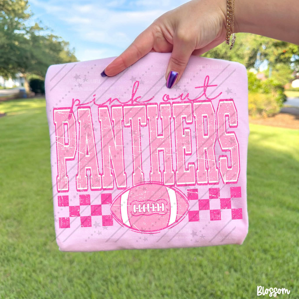 Pink out panthers pink checkered football (Carter) DTF Transfer