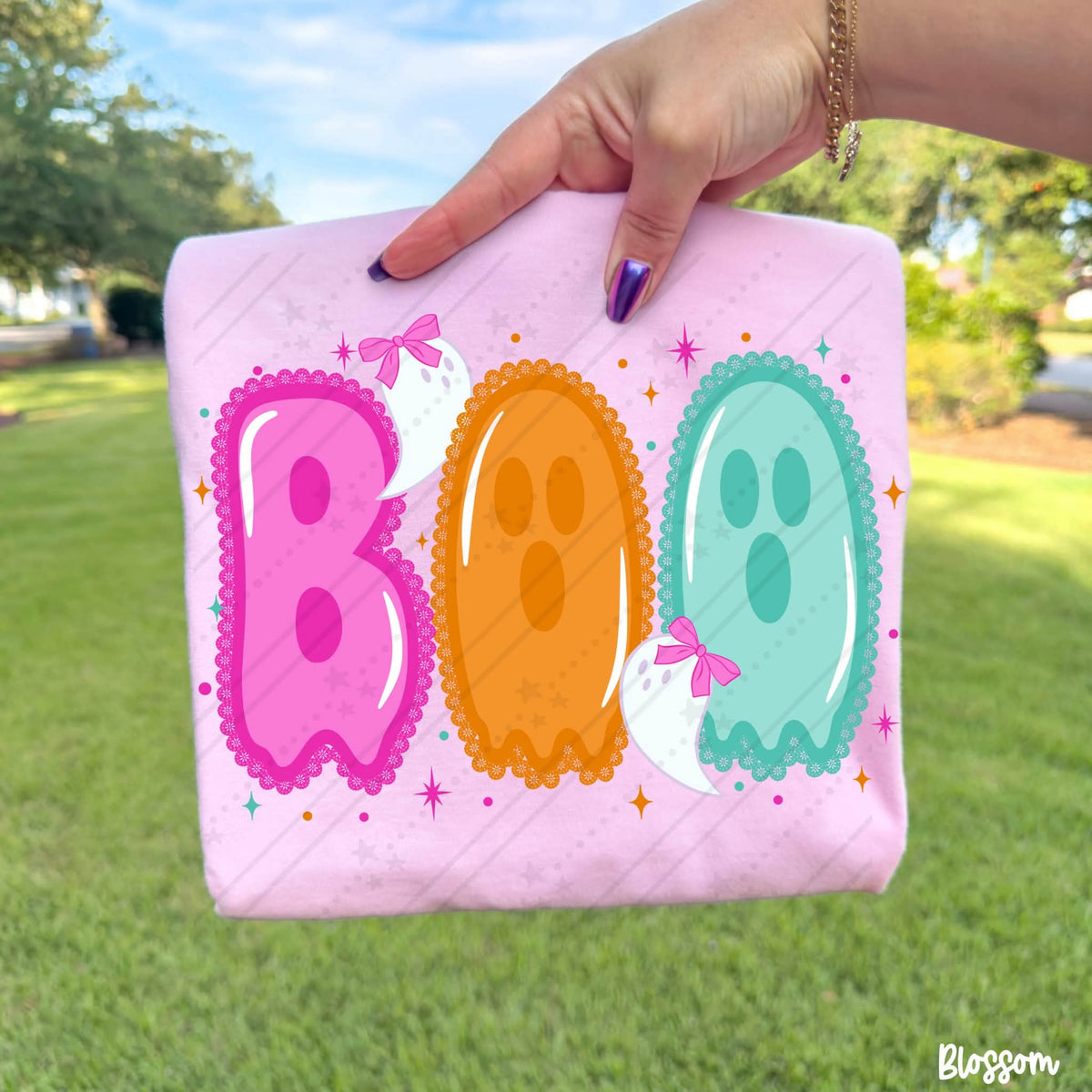 Boo ghost filled with pink bows (Carter) DTF Transfer