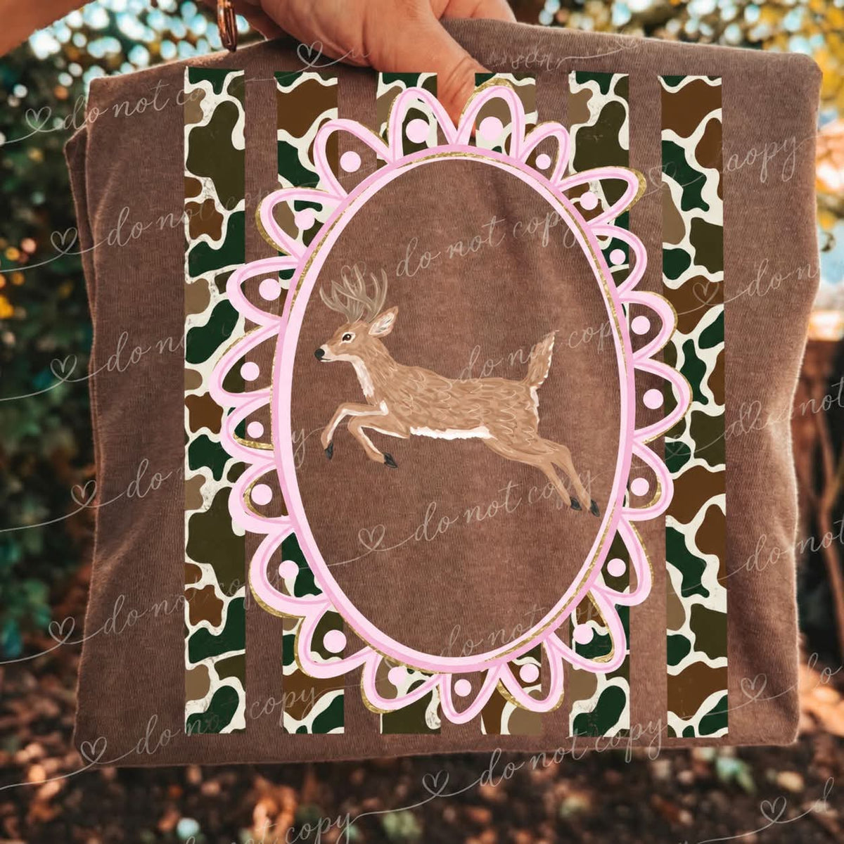 Deer pink frame camo stripes (Craft) DTF Transfer