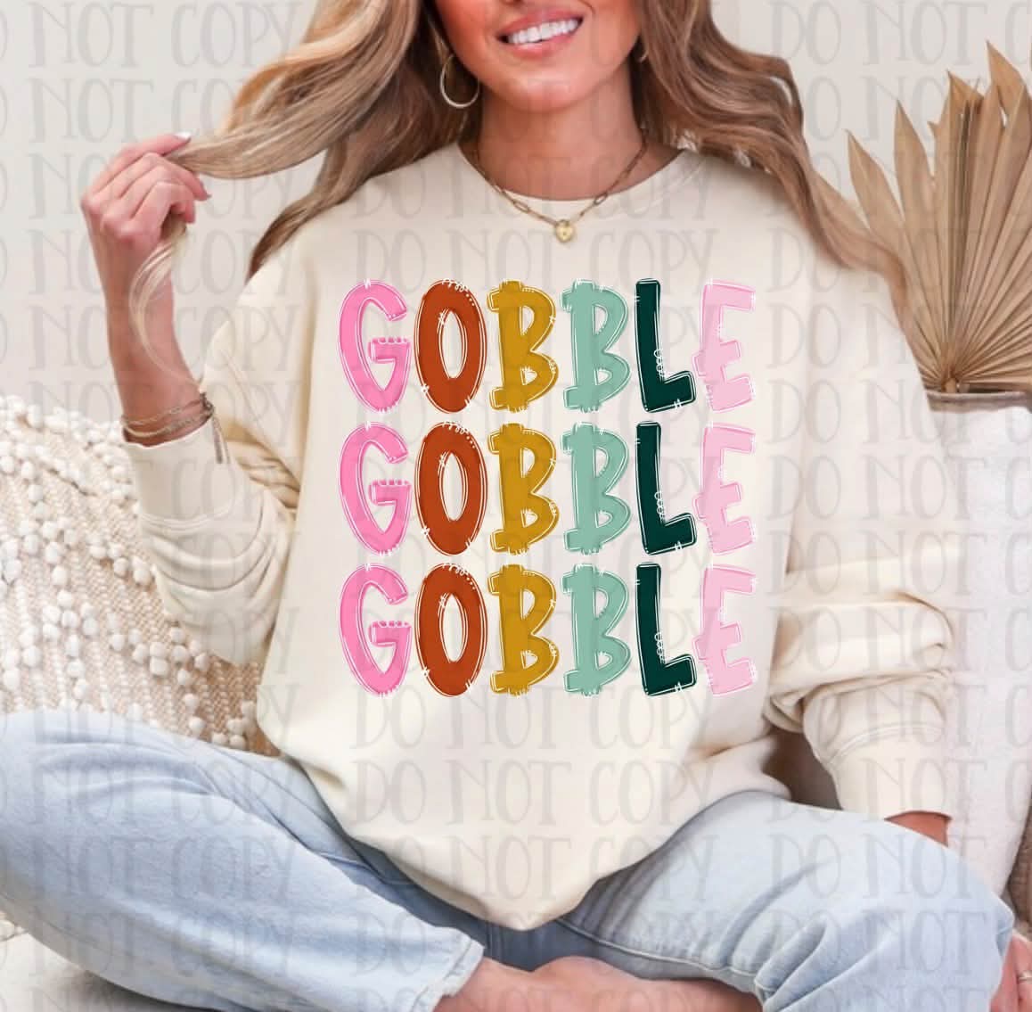 Gobble colorful triple stacked DTF transfer