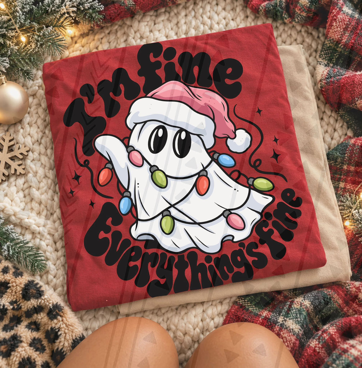 I'm fine everything's fine Christmas ghost DTF Transfer