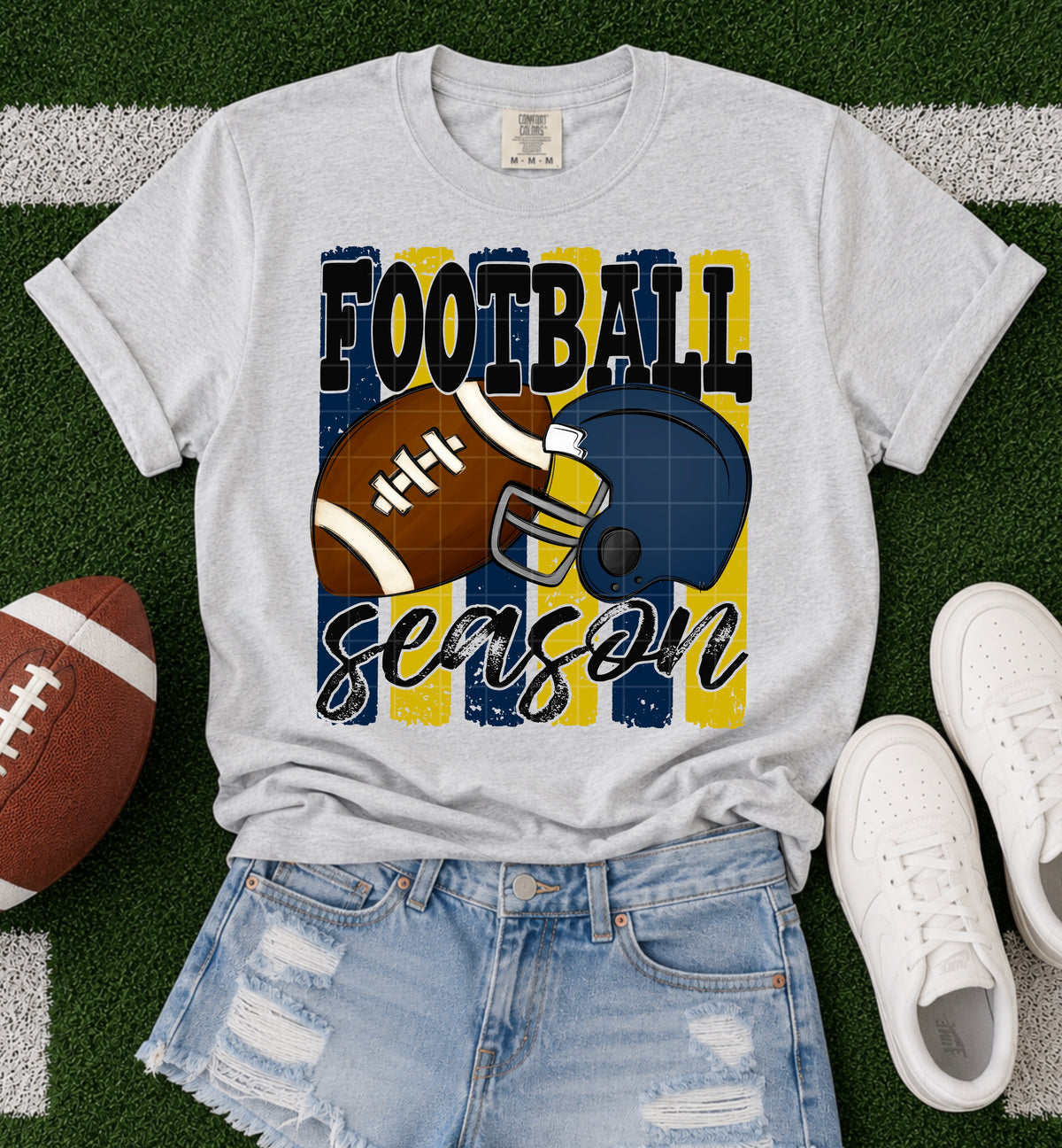 Football season navy gold (SDD) DTF Transfer