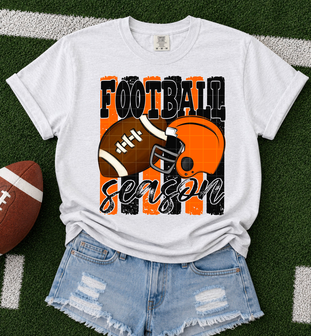 Football season black orange (SDD) DTF Transfer