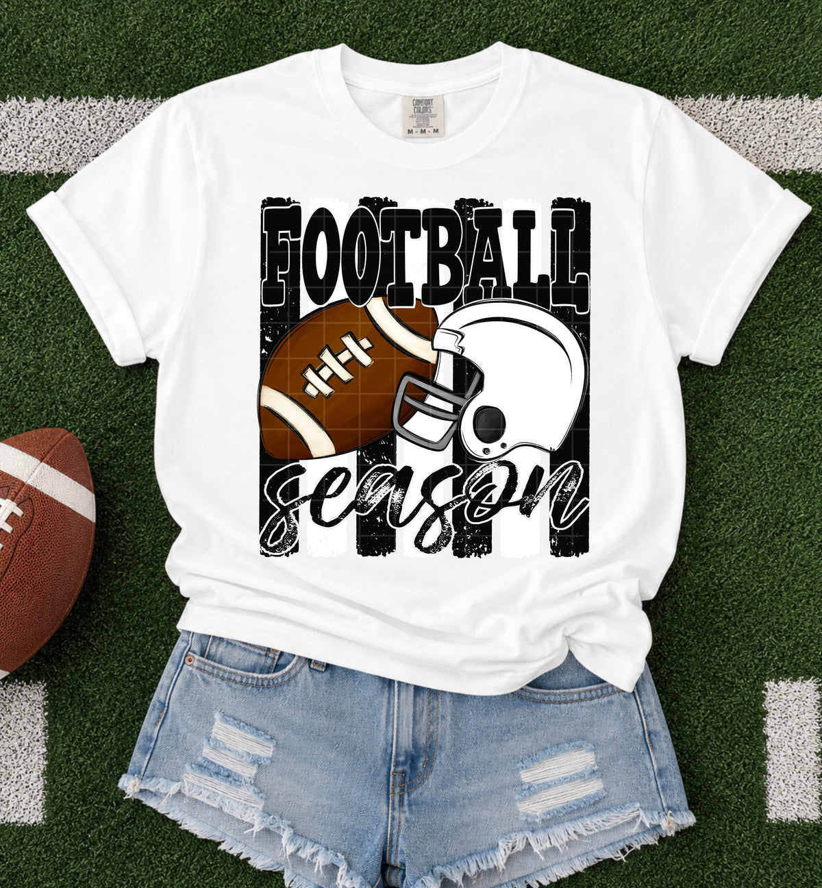 Football season black white (SDD) DTF Transfer