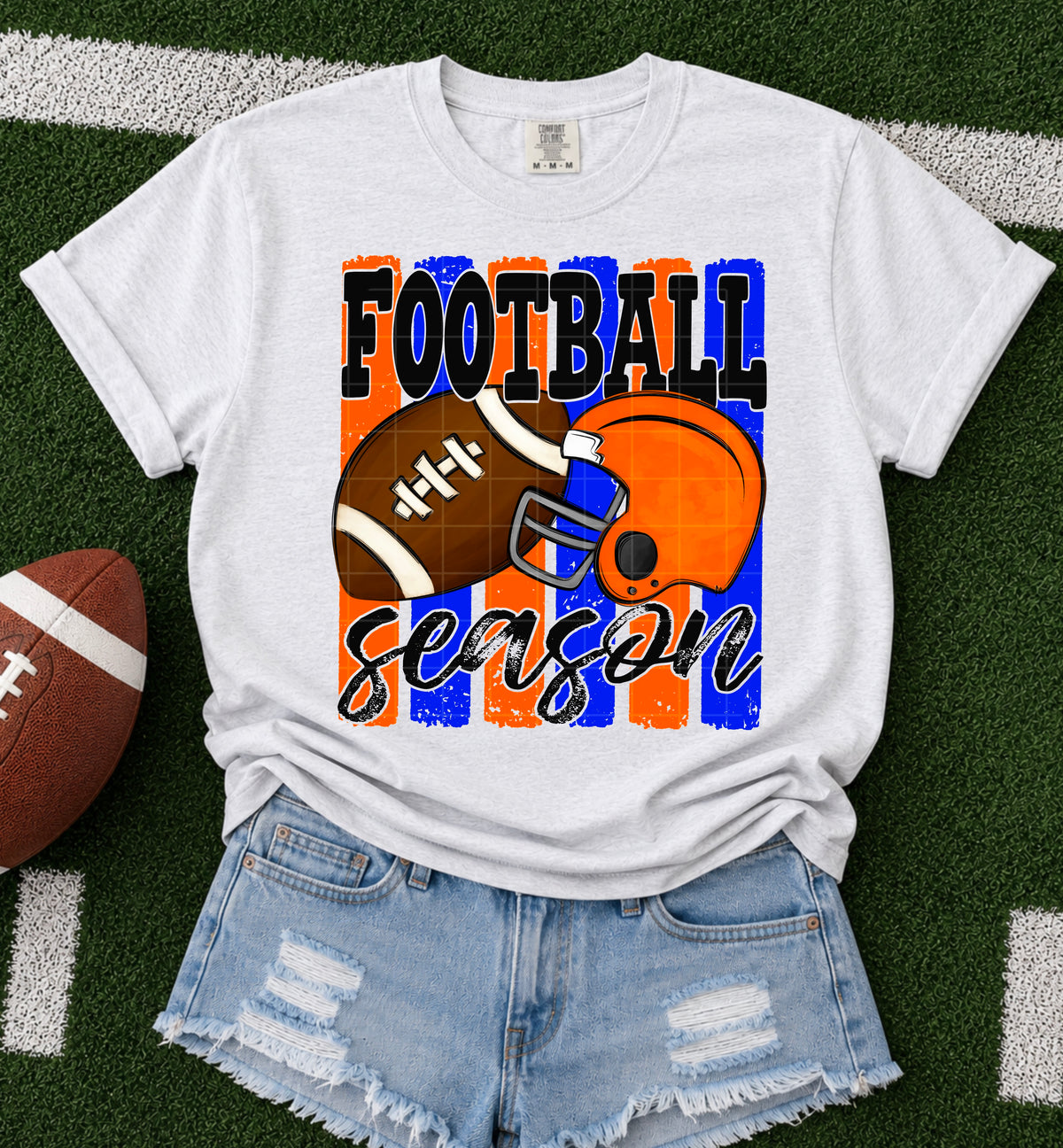 Football season blue orange (SDD) DTF Transfer